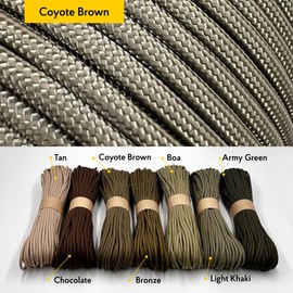 EdcX Paracord 4mm, 35+ Solid Colors (10m, 15m, 30m, 50m, 100m, 300m) | Ideal for Crafting, DIY, Camping, Survival, Outdoor | 100% Nylon Rope 4mm | Tactical Cord 550 Type III (Coyote Brown, 50 m)