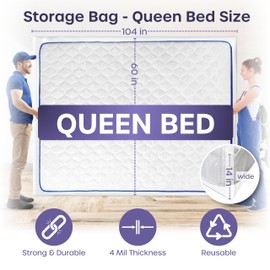 Queen Size Mattress Bags for Moving and Storage - Heavy Duty, Reusable and Waterproof Queen Mattress Bag- Protect Beds from Stains, Dust, and Pest Damage