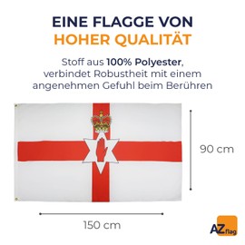 AZ FLAG Northern Ireland Flag 3' x 5' - Irish flags 90 x 150 cm - Banner 3x5 ft