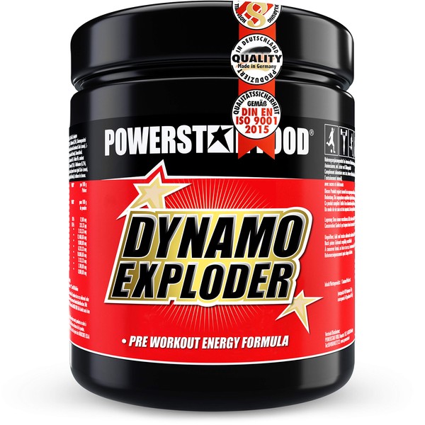DYNAMO EXPLODER Premium Fitness Booster for More Strength, Focus and Wakefulness with Caffeine, Guarana, Taurine, Magnesium, Vitamins & Our Special Matrix Fresh Lime 500 g Made in Germany