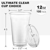50/100pcs Plastic Cups Disposable Drinking Cups 12oz with Lids Clear
