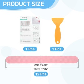 sourcing map 12Pcs Non-Slip Bathtub Stickers, 20x2 cm Strip Shape Shower Floor Non Slip Stickers with Scraper for Bathroom Shower Stairs Ladders, Pink