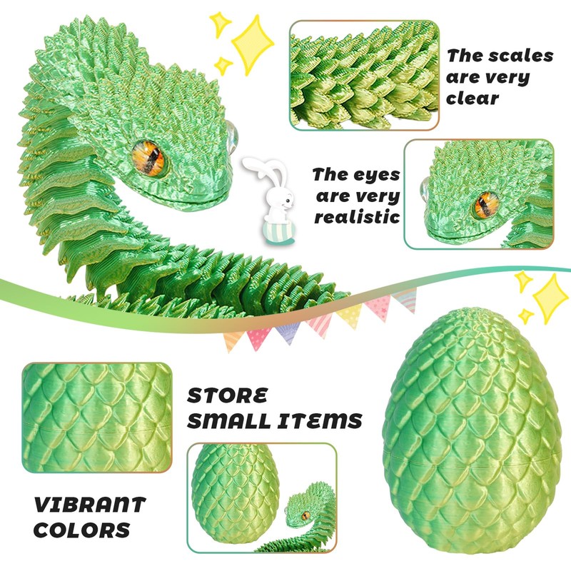 XehCaol 3D Printed Snake Movable Snake Fidget Toy 3D Snake