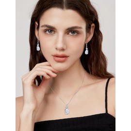 Blaniy Teardrop Necklace 925 Sterling Silver April Birthstone Pendant Necklace Cubic Zirconia Jewelry for Women