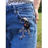 LUCKBOOSTIUM Cross Keychain Ring w/Evil Eye Tassel, Sign of Good