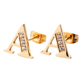 LuckyLy Aretes Mujer Oro 18k de Iniciales Letras con Zirconia Cúbica, Base de Acero Inoxidable – Joyería y Accesorios ideales como Regalos para Mujer Originales Cumpleaños, Modelo Tina