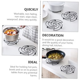 GRIRIW 2pcs Heat Resistant Pot Pad Stainless Steel Scalding Table Mat for Kitchenware Protection for Hot Pots Bowls Art Design