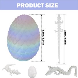 WNXBFO 3D Printed Dragon In Egg, 3D Dragon, Articulated Dragon Toys Removable Mystery Dragon Fidget Toy Home Office Decor Executive Desk Toys 3D Printed Dragon Egg (Luminous Effect)