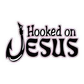 Hooked on Jesus Decal 6"