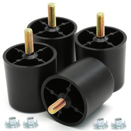 Murtenze 4 patas de plástico para sofá de 2 pulgadas, patas de repuesto negras para sofá, patas redondas para muebles con pernos M8 para sofá, tocador, armario, silla, cama, mesa de café