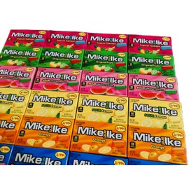 DM Sweets Mike and Ike Assortment - 4 Boxes Each of Original Orange Berry Blast Tropical Typhoon Sour Lemon Cherry Sour Watermelon, Red