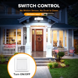 LUTEC 75W 8000 Lumen Floods Light Outdoor, Switch Controlled LED Security Lights with 3 Adjustable Heads, 5000K Daylight, IP65 Waterproof Exterior Flood Light for Garage, Yard, Patio (Black) - 2 Pack