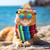 AIMALL Mexican Style Pet Bandana and Straw Hat Set, Colourful