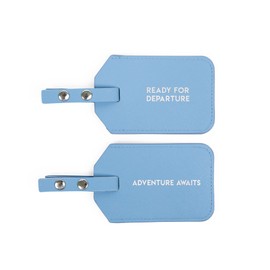 Miamica Women's Luggage Tags with Sturdy Buckle Straps, 6.85" x 3", Blue, 2-Pack