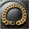 Fusamk Hip Hop Stainless Steel Bracelet Flat Link Bracelet Cuban
