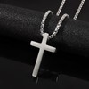 Silver Cross Necklace for Men，Mens Cross Necklaces with 2.5mm Stainless