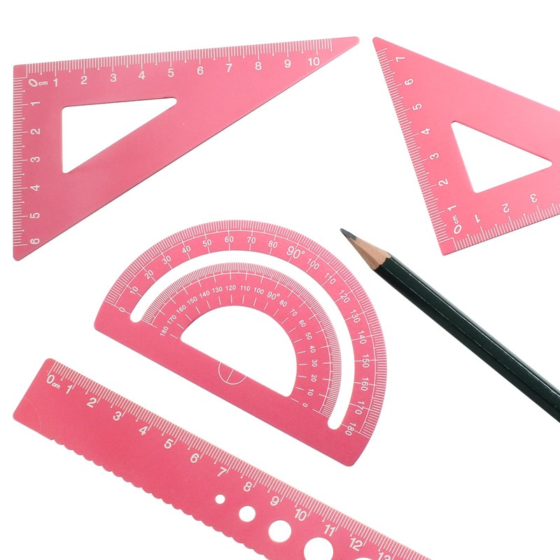 Moicstiy 4 Pcs Triangular Scale Ruler Set, Aluminum Alloy Triangular