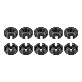 DTGN M10x1.25mm(DxP) Slotted Hex Castle Nuts - 10Pack - Good for Machinery Repairing - Carbon Steel Blackened Hexagon Nuts - Black