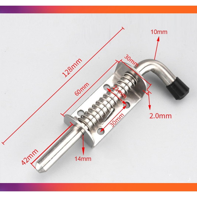4Pcs 5 Inch Spring Loaded Barrel Bolt Latch Pin, BetterJonny