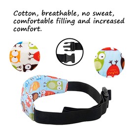 2 Packs Baby Car Seat Head Support and Neck Relief, Adjustable Stroller Neck Relief Strap Headrest Safety Slumber Sling Sleep Positioner for Toddler Infants Children Kids(Owls)