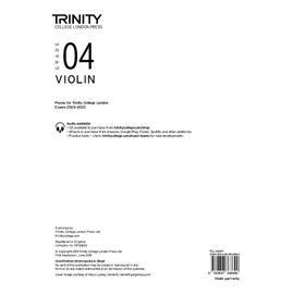 Trinity College London Violin Exam Pieces From 2020: Grade 4 (Part Only)