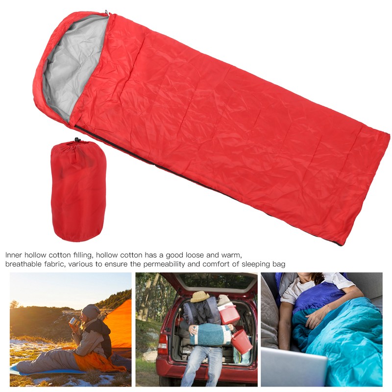 Adult Outdoor Envelope Sleeping Bag with Hood Waterproof for Camping