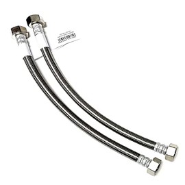 Faucet Water Supply Connector Line Braided Stainless Steel, Faucet Supply Line - 1/2" Female Iron Pipe (FIP) Thread for both ends (1/2" FIP x 1/2" FIP) (2, 12 inch)