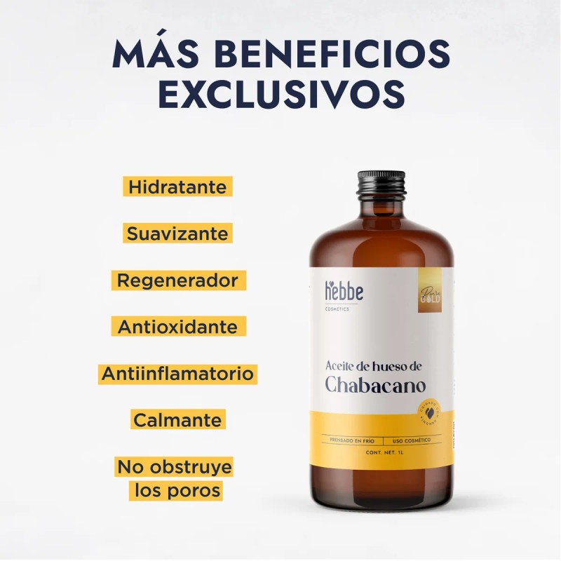 Aceite Puro de Hueso de Chabacano Albaricoque Hebbe Cosmetics 1L