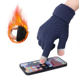 Minicoco Women Gloves Winter Warm Knitted Thermal Gloves Touchscreen Gloves Ladies Gloves Winter Gloves for Outdoor Cycling Running Hunting Climbing (Navy Blue)