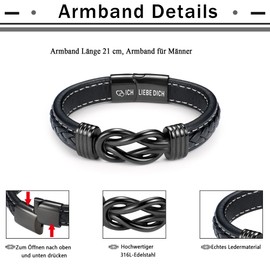 YADOCA Bracelet Men I Love You Gifts for Men Leather Bracelet Gift Husband Christmas Gift for Boyfriend Anniversary Gift for Him Wedding Anniversary Gifts for Men for Valentine's Day, Leather