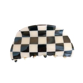 Checkered Hair Clip Claw Acrylic Strong Hold Women's Accessory for all Hair Type, Black