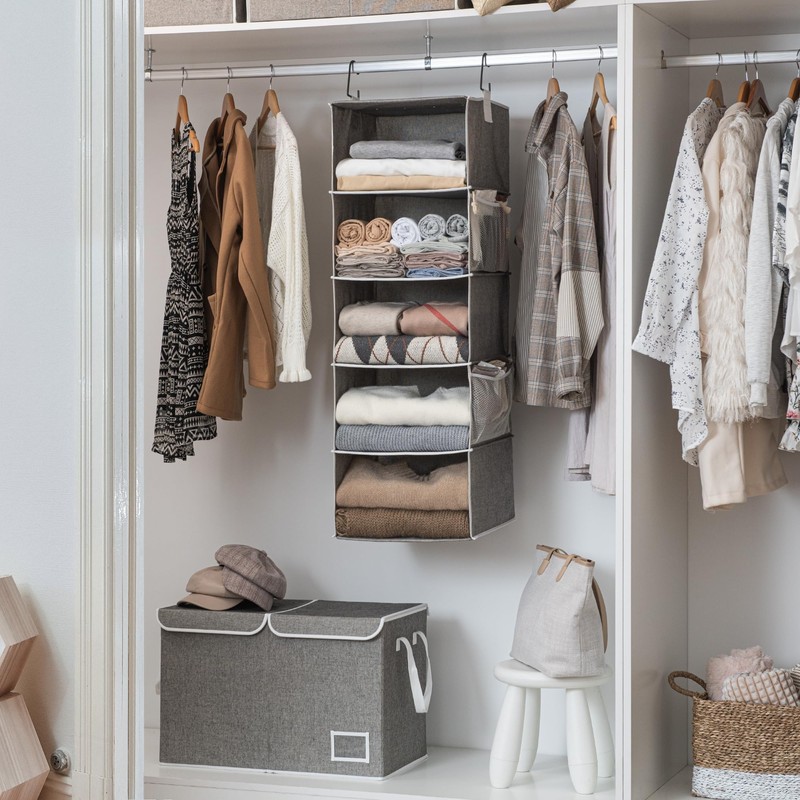 StorageWorks 5-Shelf Hanging Shelves for Closet, Clothes Organizers and Storage,