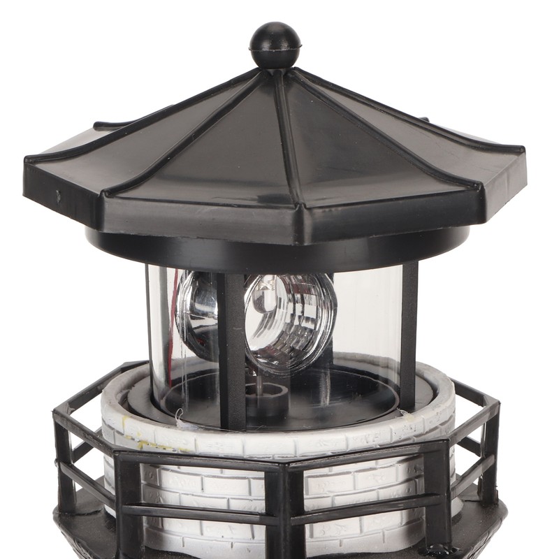 Solar Lighthouse 360 Degree Rotating Lighthouse Decoration Fadeless Resin LED