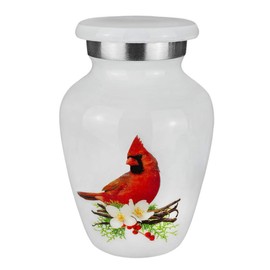 Peace and Harmony Beautiful Red Cardinal Small Keepsake Urn for Human Ashes - Qnty 1 - A Comforting Resting Place for Loved One Lost - with Velvet Bag