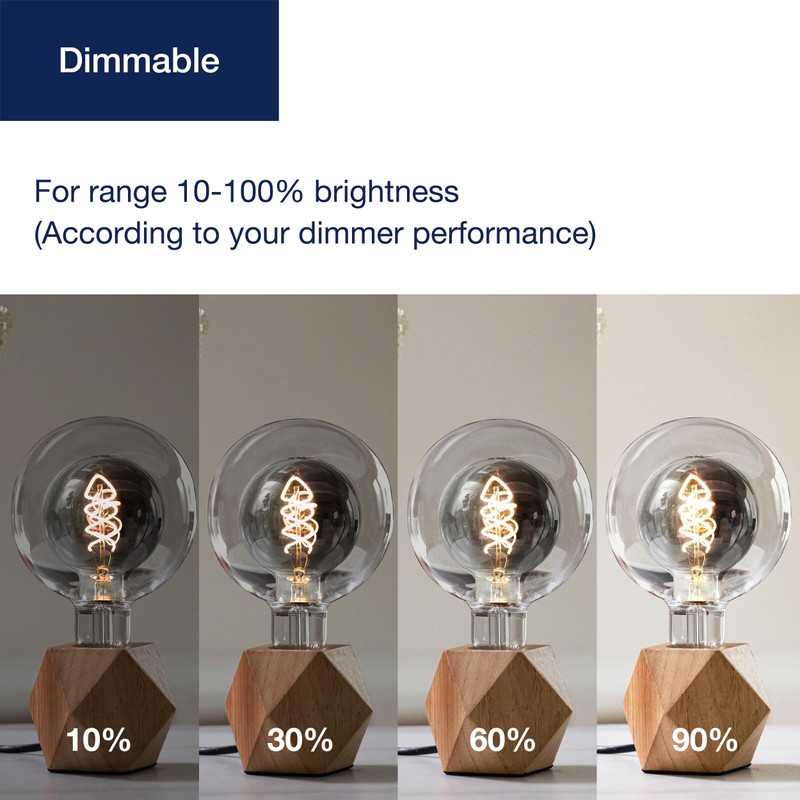 FLSNT G125(G40) Vintage Large Dimmable LED Bulb, 2700K Soft White,
