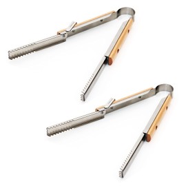 PYKES PEAK Tongs, Folding Tongs, Compact, Fire Scissors, Bonfire, Barbecue, Stainless Steel, Holds Yakiniku, Firewood, 5.9 inches (15 cm), Tongue Light, 2 Wooden Handles