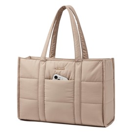 LOVEVOOK Laptop Bag for Women, Puffer Tote Bag for Work 17 Inch Large Computer Briefcase for Teacher Nurse, Quilted Lightweight Casual Shoulder Bag For Travel, Daily