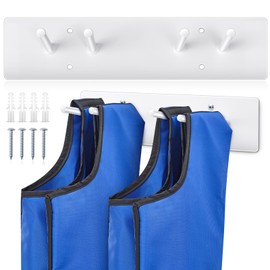 MorningRo 4 Peg X Ray Apron Rack Wall Mount 12 x 3 Inch 2 Lead Aprons Hook Hanger Stainless Steel for X Ray Radiation Accessories, White