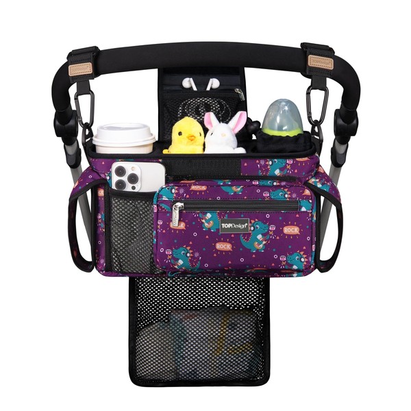 TOPDesign Universal Baby Stroller Organizer, Stroller Caddy with Detachable Mesh