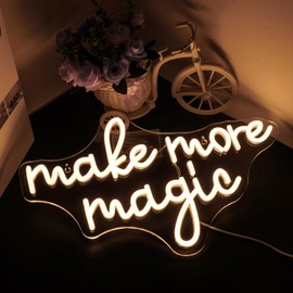Lucunstar Make More Magic Neon Sign,Neon Sign for Wall Decor,Warm White Neon Sign,Neon Light for Wall,USB Connectivity Adjustable Brightness Neon Sign for Home Wall Decor,Bedroom Decor,Game Room Decor