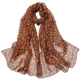 FAIRYGATE Scarf for Women UK Ladies Shawl Scarf Women's Fashion Flower Printed Wrap Georgette Colourful Long Scarves Floral Neck Scarf Shawl Wrap 62005
