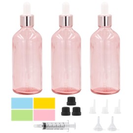 Episkey 3 x 100ml Roségold Flaschen mit Pipettenflasche Pipette & Tropfeinsatz Aromatherapie Fläschchen Apothekerflasche Pipette für Ätherische Öle, DIY-Mischungen,Parfümöle (Roségold, 100ml)