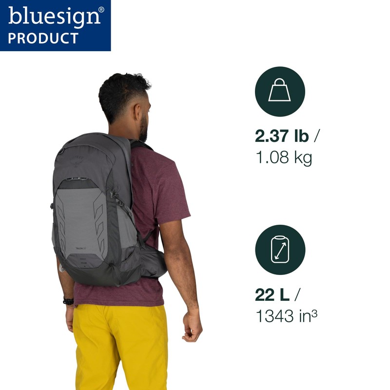 Osprey Talon 22L Men's Lightweight Hiking Backpack with Hipbelt, Black/Coal