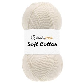 HobbyMia Soft Cotton Yarn for Crocheting - 100gr / 361yds - 55% Cotton / 45% Acrylic - (2) Sport Fine Weight (Brown - Light Cream, 1 Skein)