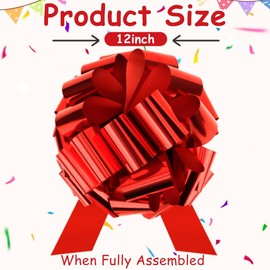 Red Large Pull Bows 12 inch Big Christmas Gift Bow for Present Car Bows for Gift Wrapping Giant Ribbon Gift Bow for Present Bike Appliances Table Flower Wedding Birthday Graduation Party Decorations