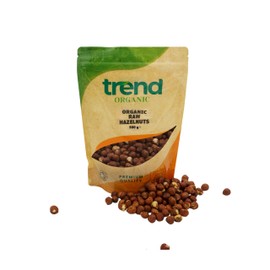 Trend Organic Raw Hazelnuts - Nutrient-Rich Snacking, Baking, Certified Organic, Vegan, Non-GMO, No Additives No Preservatives, High in Protein, Fibre, and Healthy Fats, 500g