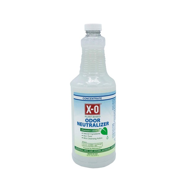 X-O Odor Neutralizer Cleaner Concentrate with Mild Cleaning Additive - Natural, Plant-Based Odor Eliminator Deodorizer, 32 oz