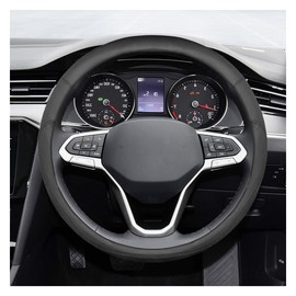 ZIMISI 14.5"-15" Car Steering Wheel Cover, Microfiber Leather Breathable Cover, Anti-Slip Lining Steering Wheel Covers, Universal Car Interior Decoration Accessories for Cars, Trucks, SUVs (Black)