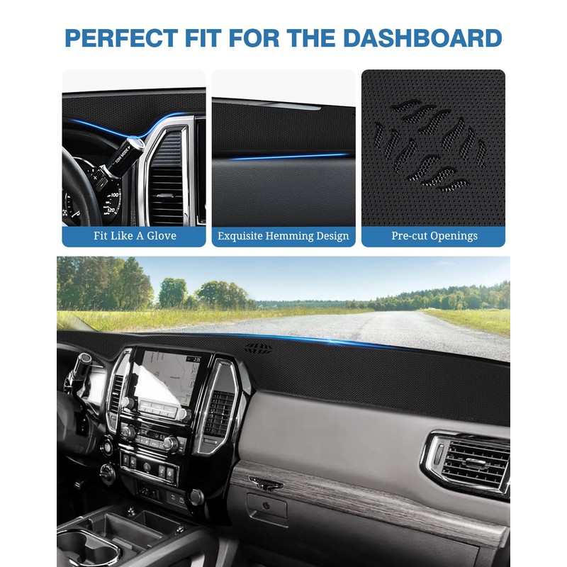 FIILINES Dash Cover for Nissan Titan for 2016-2024, Dashboard Mat