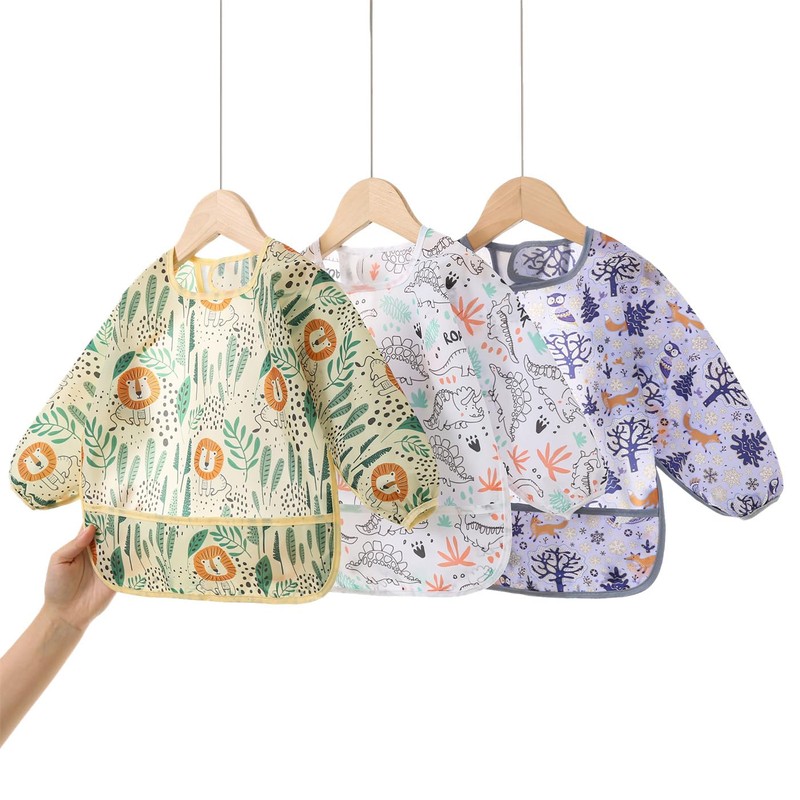 Yealoo 3 x Baby Bibs with Sleeves Waterproof Children's Bib